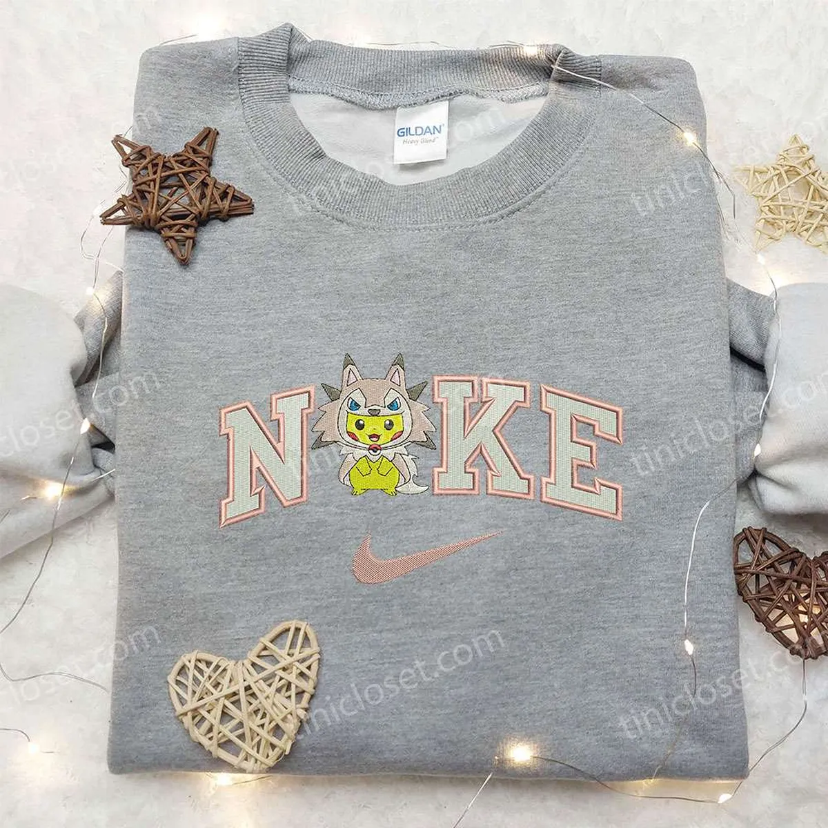 pikachu lycanroc x nike embroidered sweatshirt pokemon embroidered sweatshirt nike inspired embroidered shirt r2b0q