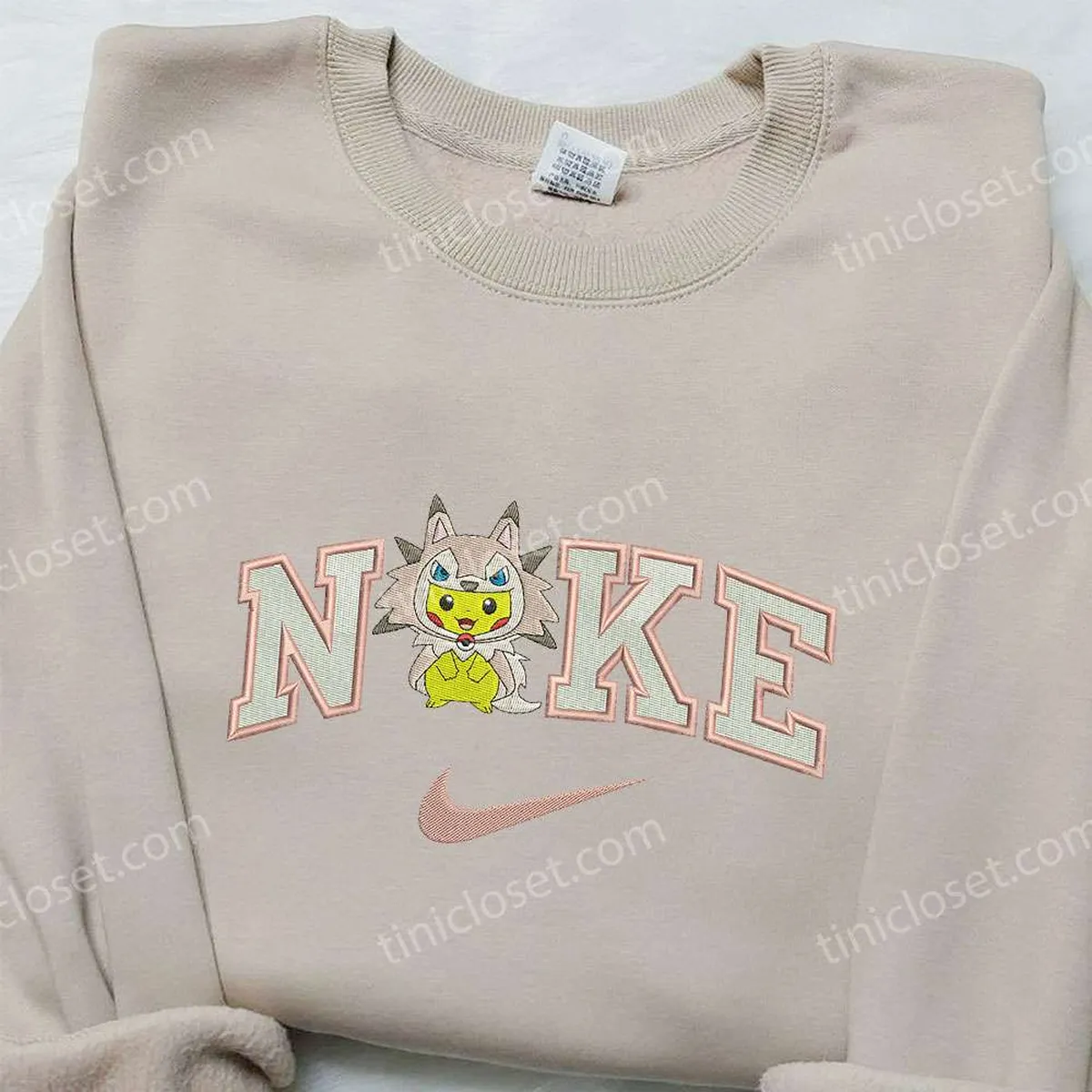 pikachu lycanroc x nike embroidered sweatshirt pokemon embroidered sweatshirt nike inspired embroidered shirt se7ty