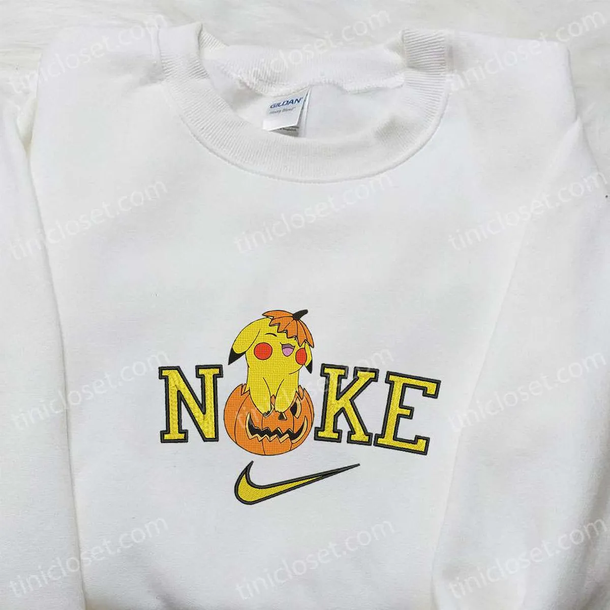pikachu pumpkin halloween x nike embroidered sweatshirt halloween embroidered shirt best halloween gift ideas joyfu