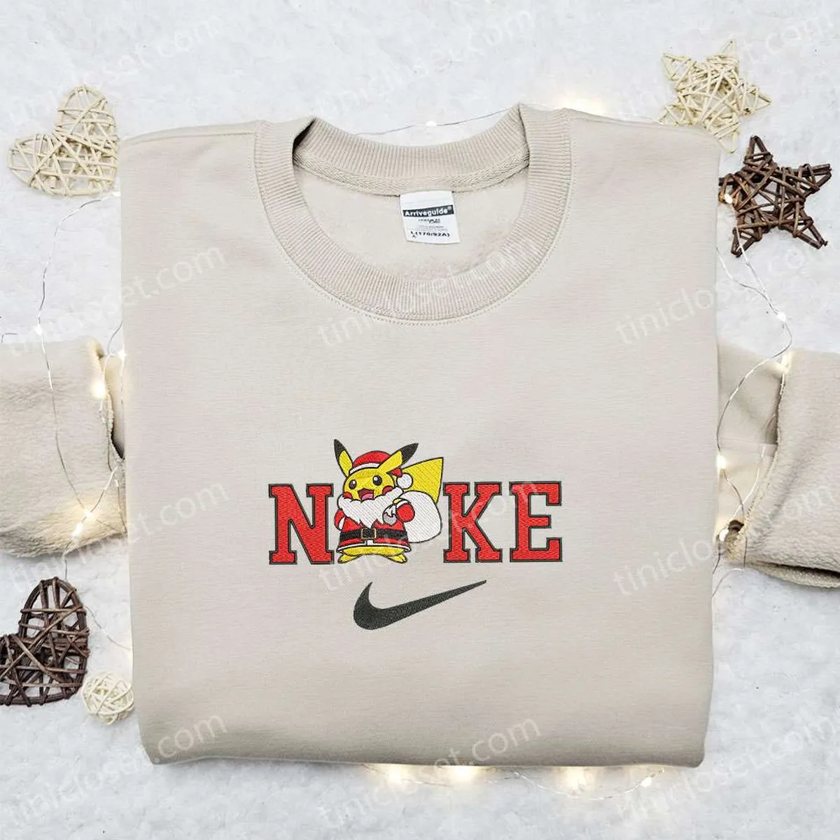 pikachu santa claus x nike embroidered sweatshirt merry christmas embroidered shirt best christmas day gift ideas msjiu