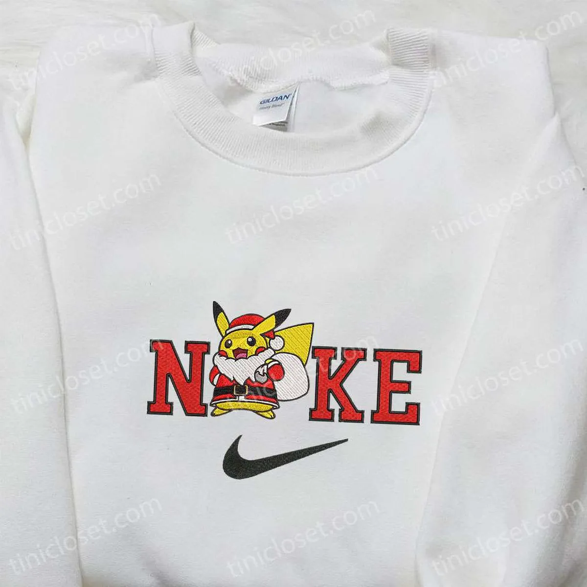 pikachu santa claus x nike embroidered sweatshirt merry christmas embroidered shirt best christmas day gift ideas nibua