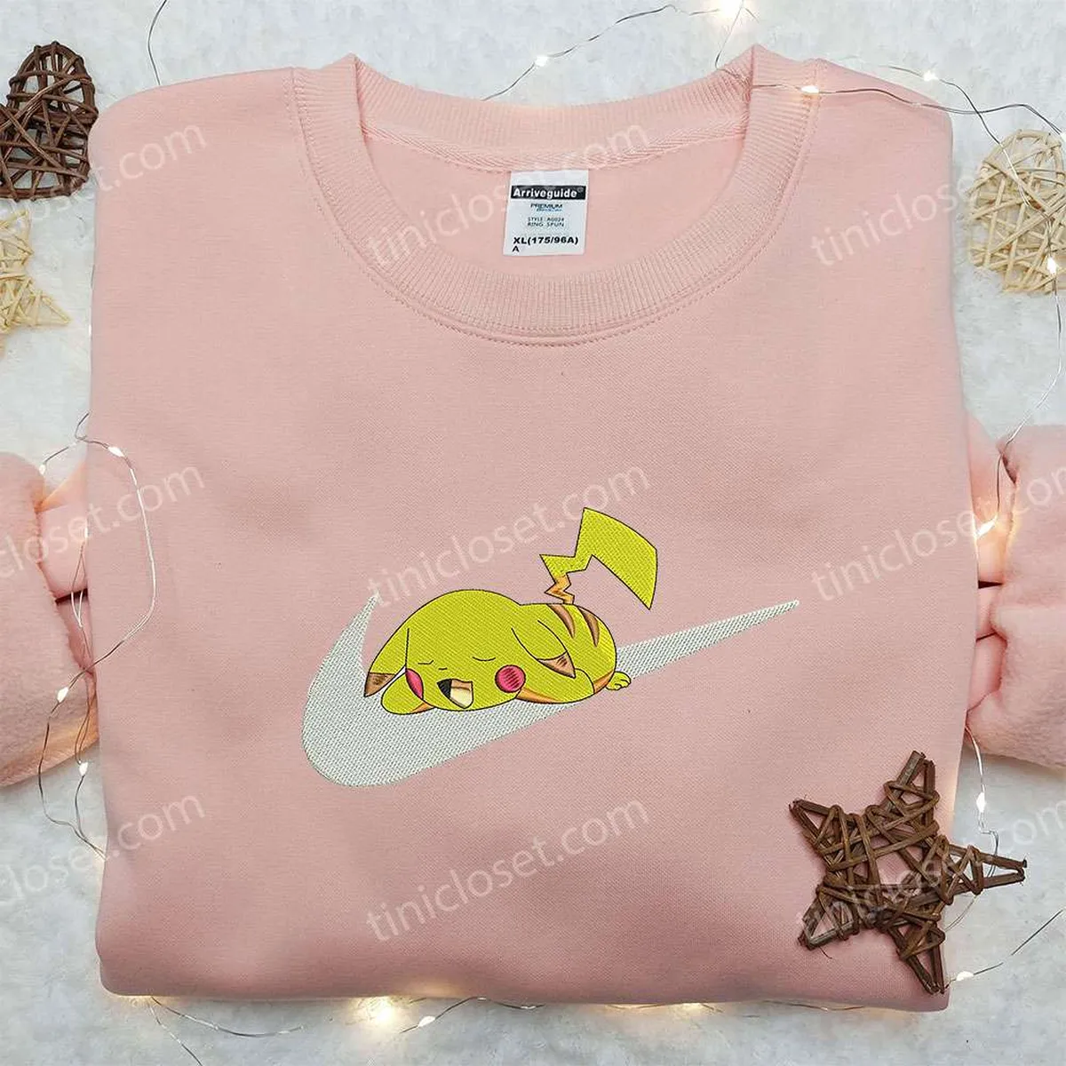 pikachu sleep x nike swoosh embroidered sweatshirt pokemon embroidered shirt nike inspired embroidered shirt g6mgs