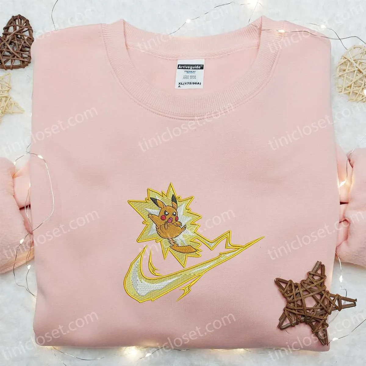 pikachu vol attack x swoosh embroidered sweatshirt pokemon anime embroidered shirt best gift ideas for all occasions iqizm