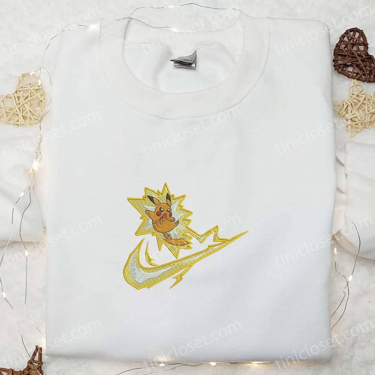 pikachu vol attack x swoosh embroidered sweatshirt pokemon anime embroidered shirt best gift ideas for all occasions