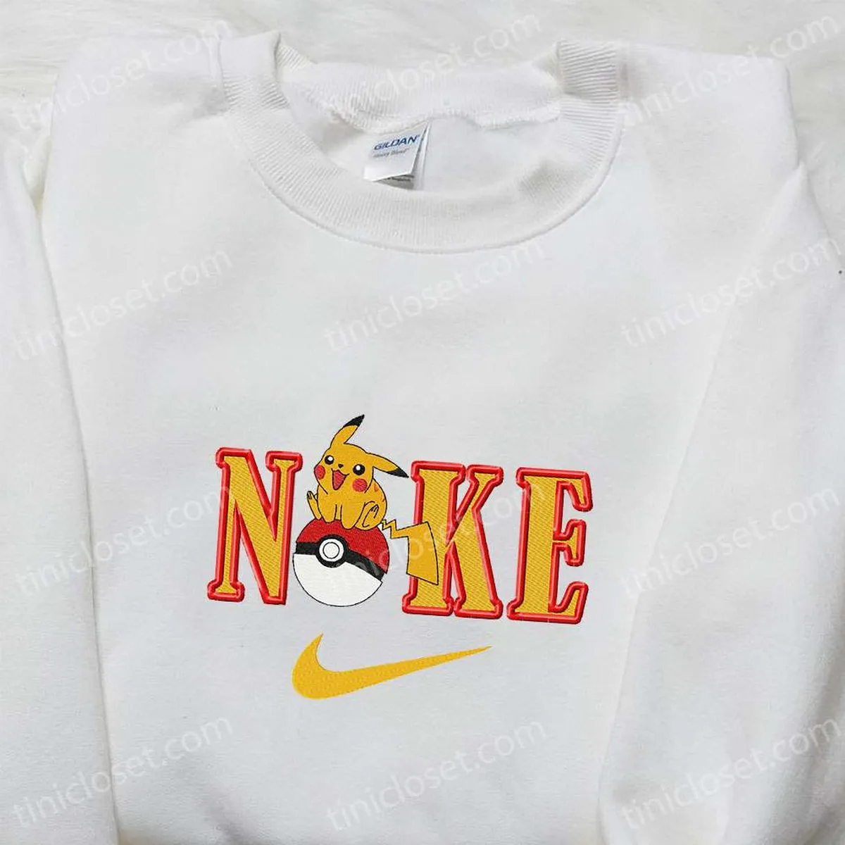 pikachu x nike anime embroidered tshirt pokemon embroidered shirt nike inspired embroidered shirt vps0m