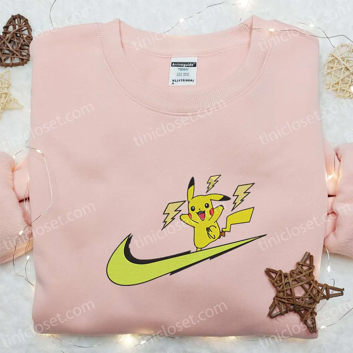 pikachu x nike swoosh embroidered shirt pokemon anime embroidered hoodie best gifts for family b0re8