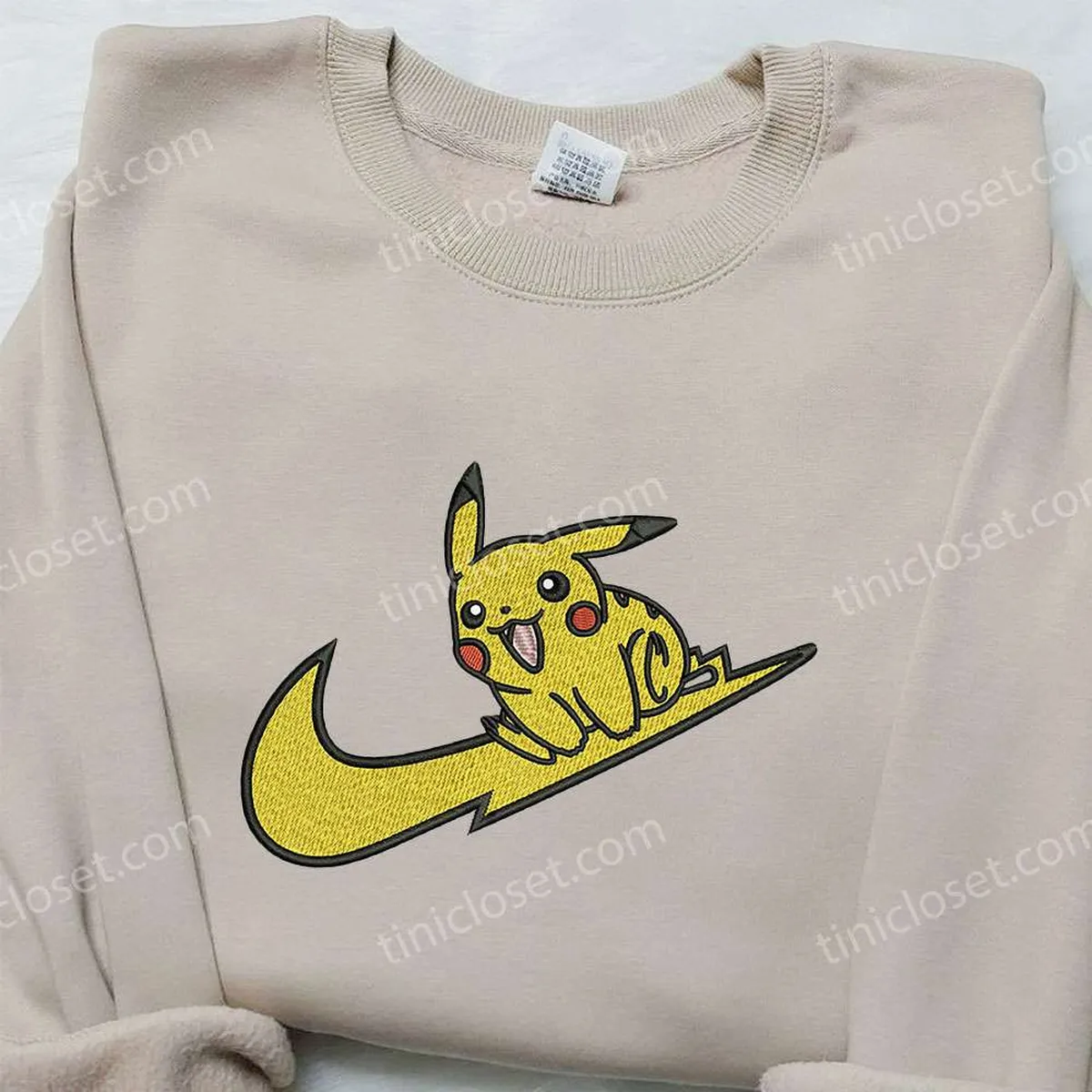 pikachu x nike swoosh embroidered sweatshirt pokemon embroidered sweatshirt nike inspired embroidered shirt 3gcup