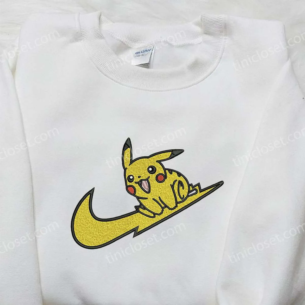 pikachu x nike swoosh embroidered sweatshirt pokemon embroidered sweatshirt nike inspired embroidered shirt wnwu2