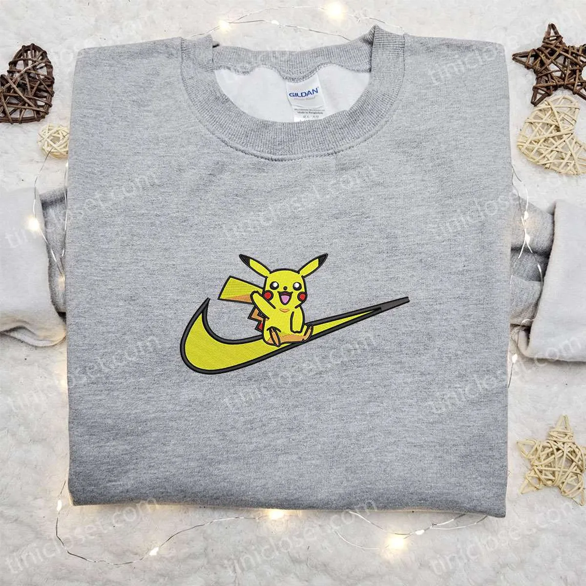 pikachu x swoosh anime embroidered shirt nike inspired embroidered t shirt best gift ideas for family 76m8b