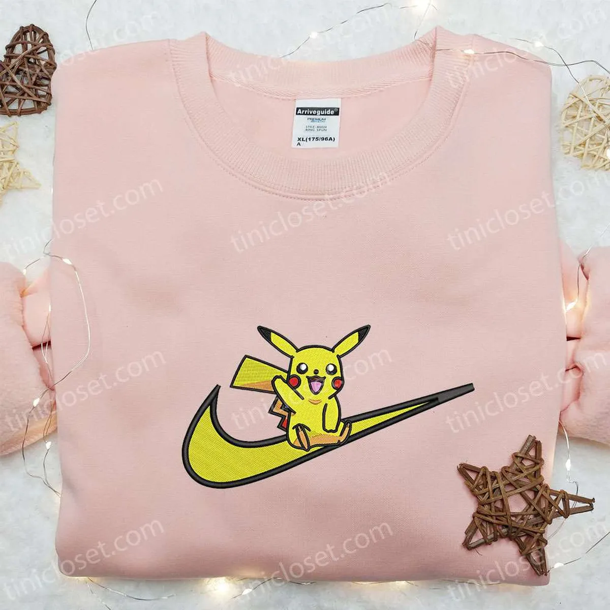 pikachu x swoosh anime embroidered shirt nike inspired embroidered t shirt best gift ideas for family ownal