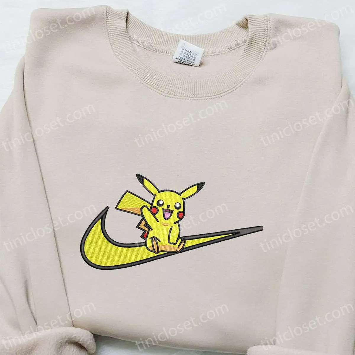 pikachu x swoosh anime embroidered shirt nike inspired embroidered t shirt best gift ideas for family qgv25