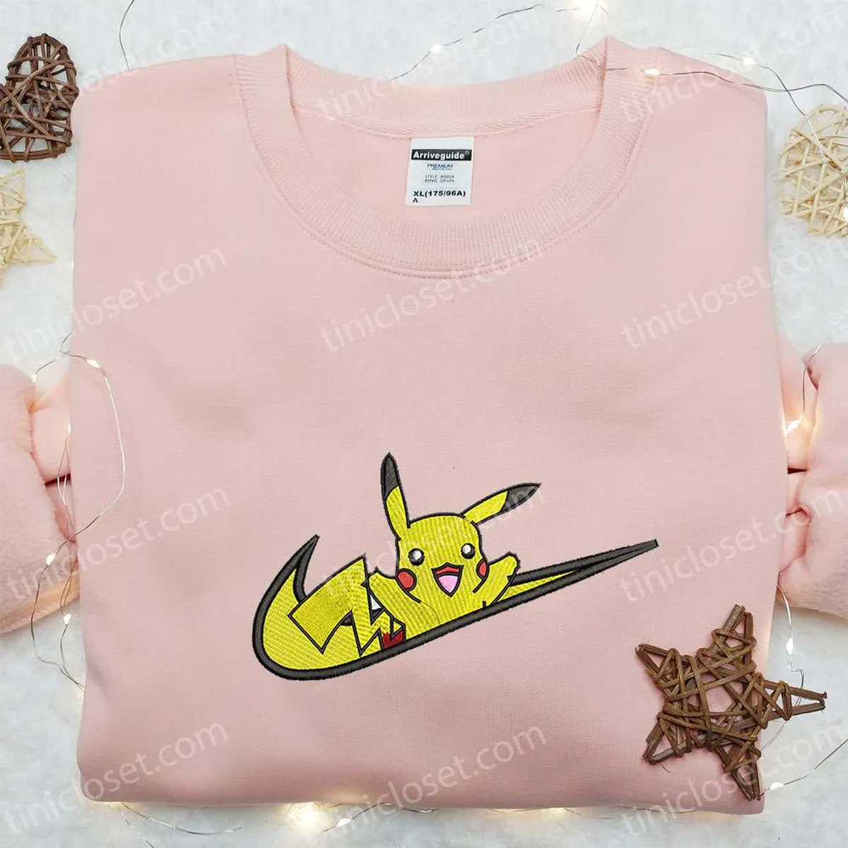 pikachu x swoosh anime embroidered shirt pokemon embroidered t shirt best gift ideas for family js9pt