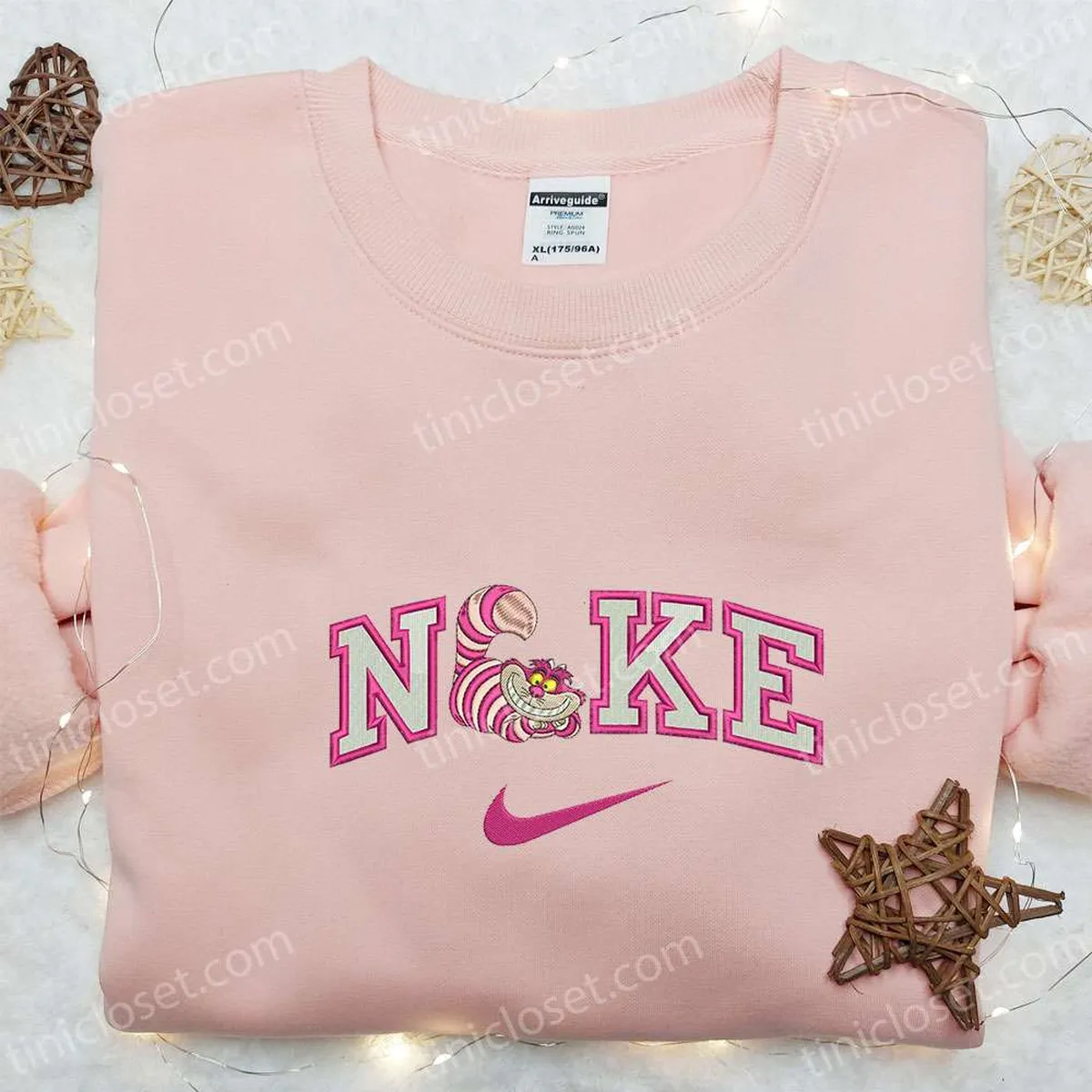 pink cheshire cat x nike embroidered shirt disney alice in wonderland embroidered hoodie cartoon embroidered sweatshirt 6jgdf