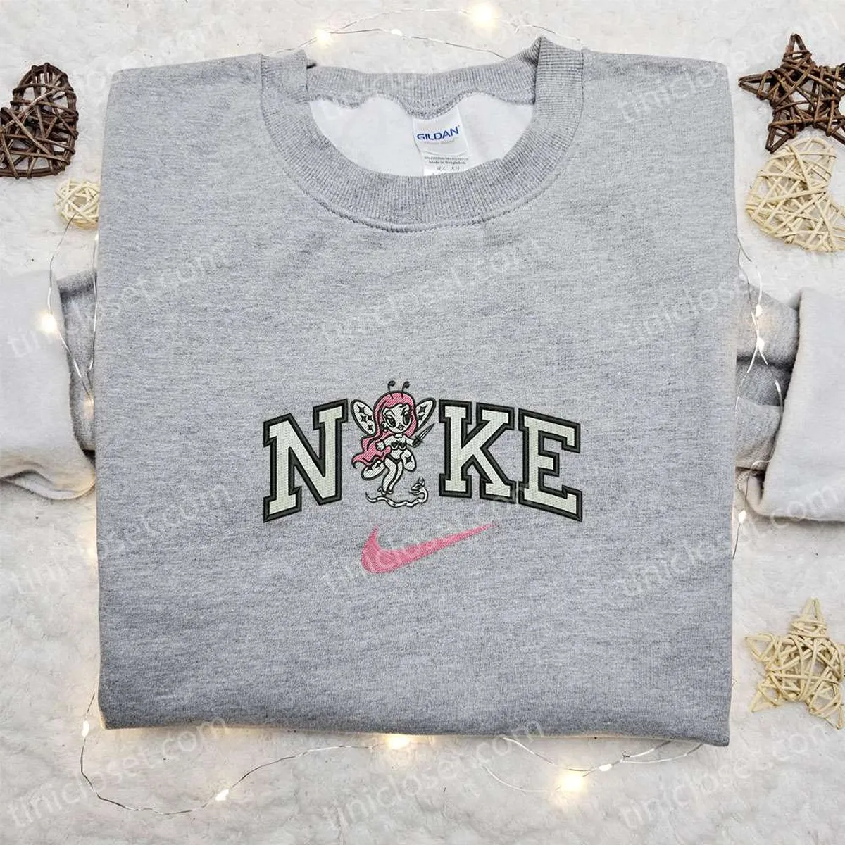 pink fairy knife snake x nike embroidered sweatshirt custom nike embroidered hoodie halloween embroidered shirt d3srd
