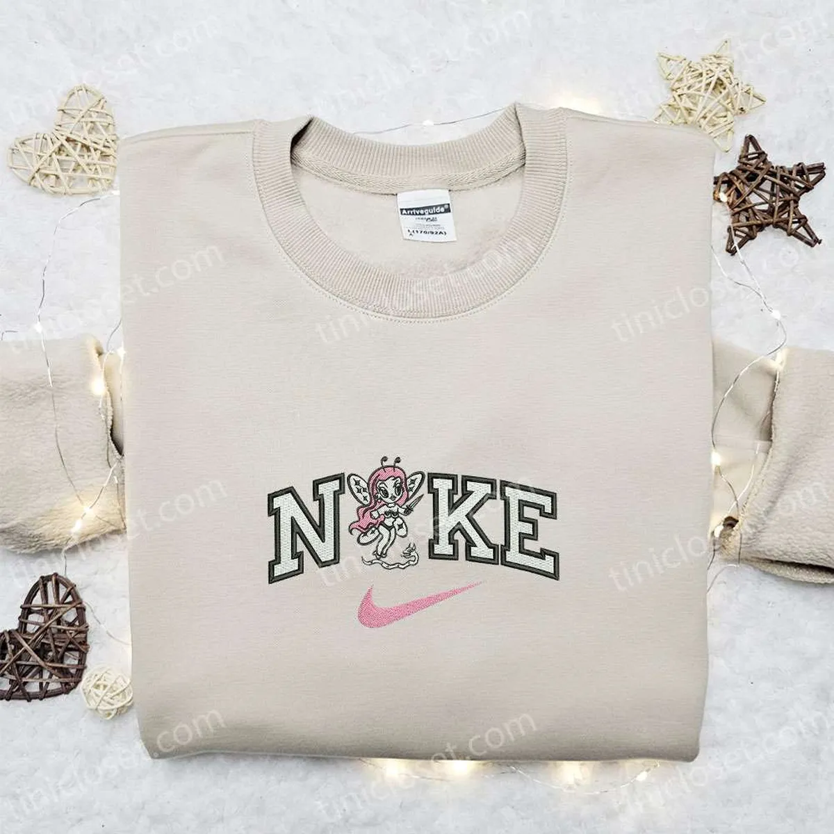 pink fairy knife snake x nike embroidered sweatshirt custom nike embroidered hoodie halloween embroidered shirt lvyqy