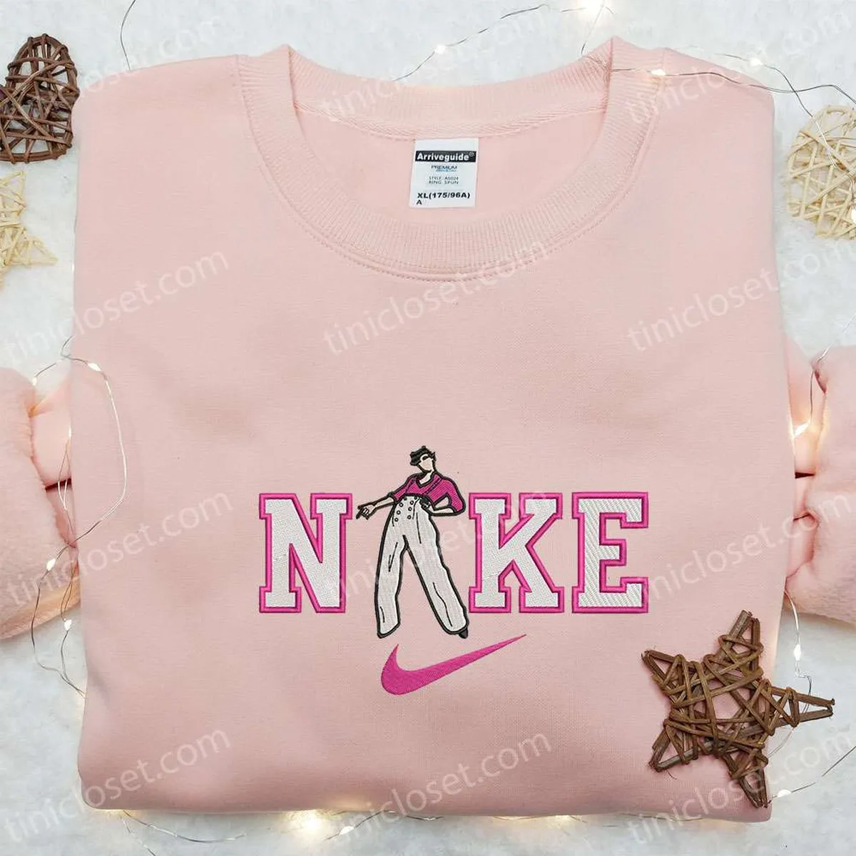 pink harry style x nike embroidered shirt celebrity embroidered hoodie best gifts for family dhqpq
