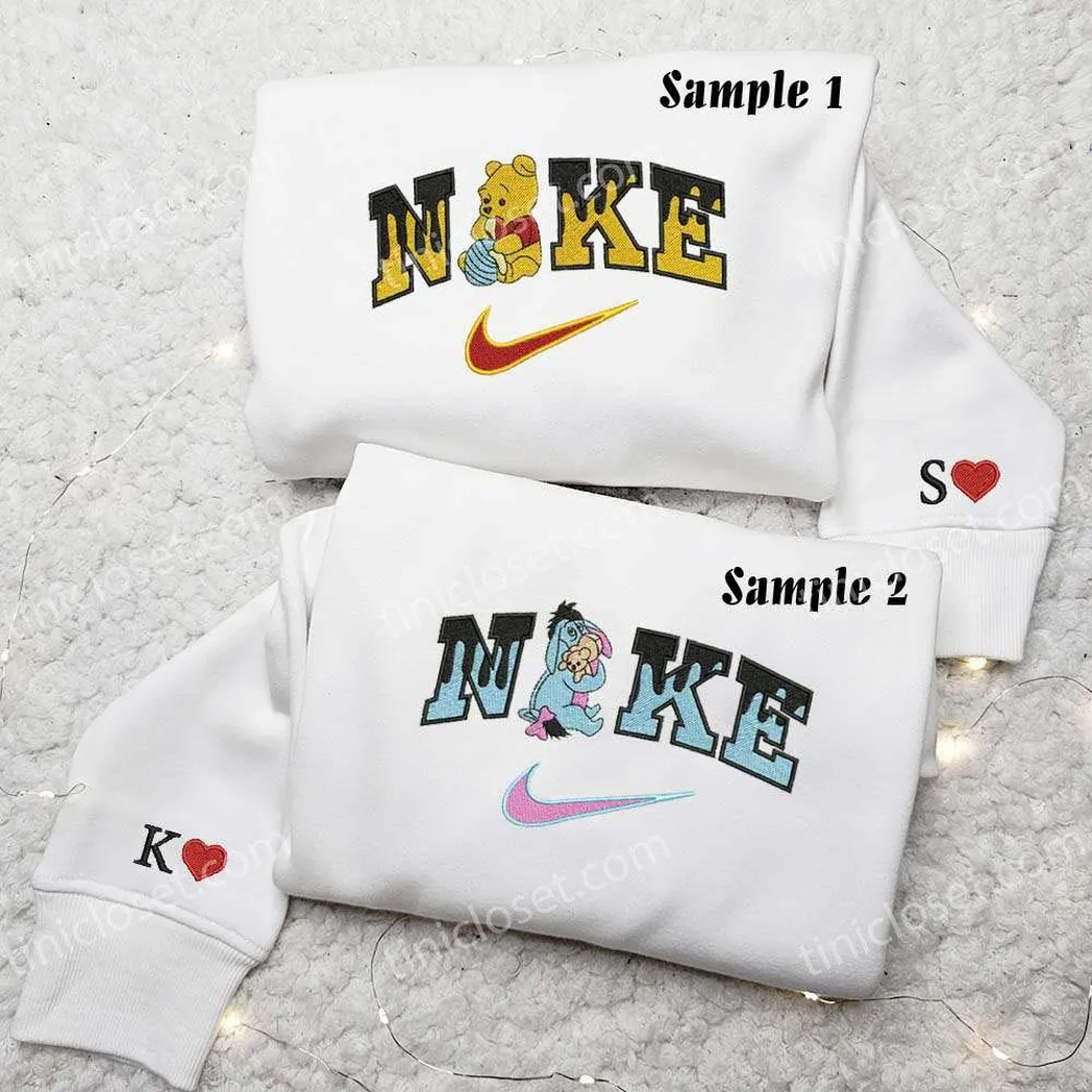 pooh and eeyore x nike embroidered shirt embroidered sweatshirt fashion style for couples uzosg