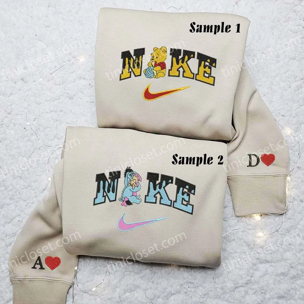 pooh and eeyore x nike embroidered shirt embroidered sweatshirt fashion style for couples ztgw0
