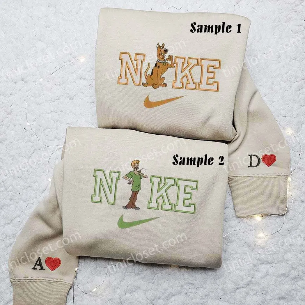 scooby doo and shaggy x nike embroidered shirt embroidered sweatshirt fashion style for couples eeyau