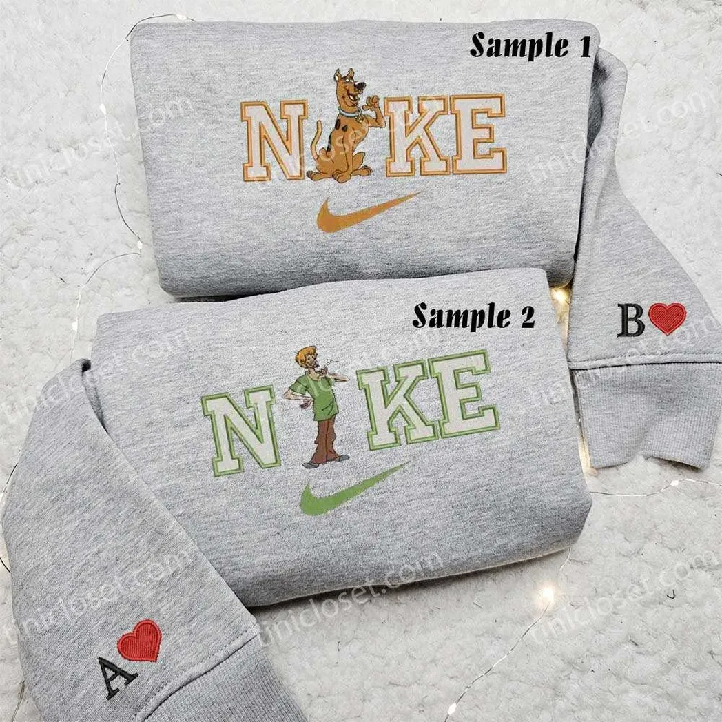 scooby doo and shaggy x nike embroidered shirt embroidered sweatshirt fashion style for couples