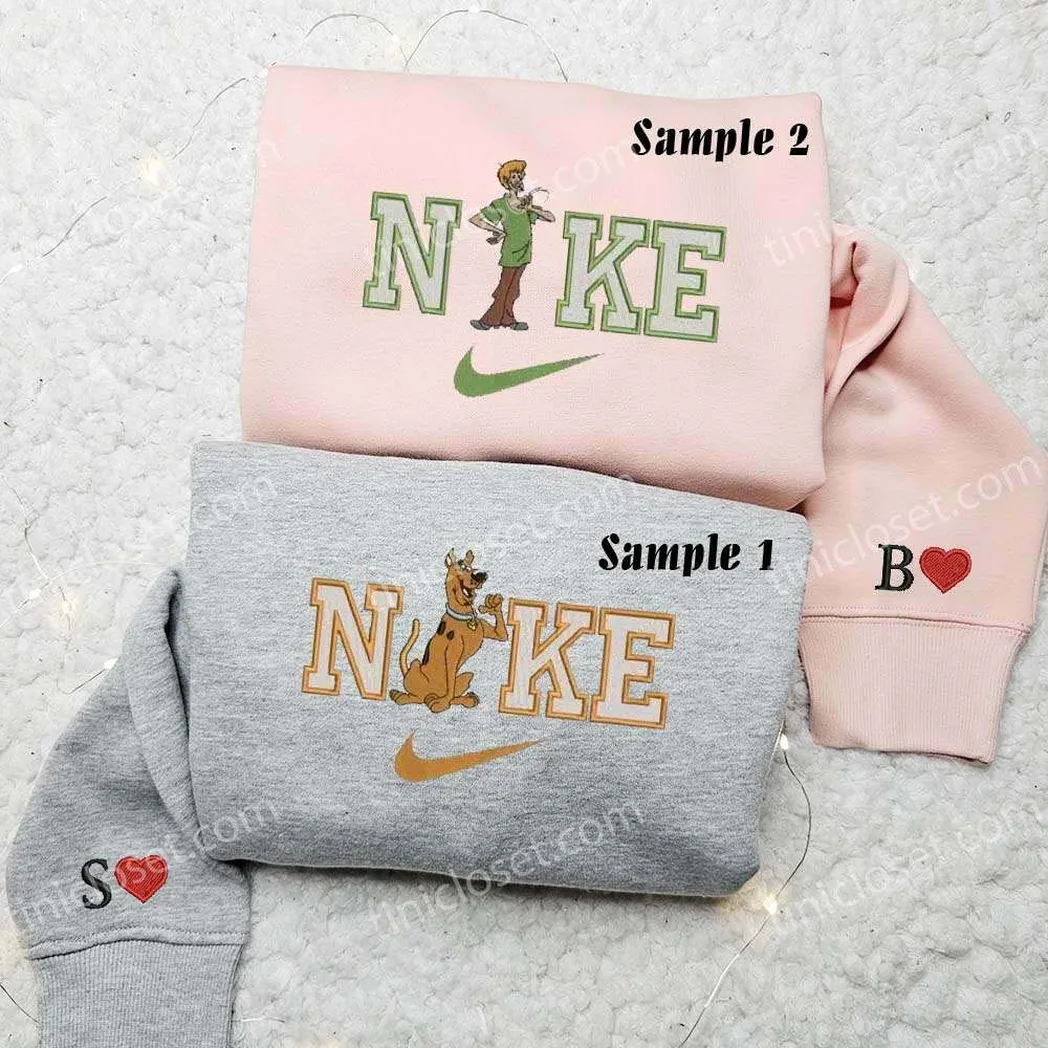 scooby doo and shaggy x nike embroidered shirt embroidered sweatshirt fashion style for couples pnlsr