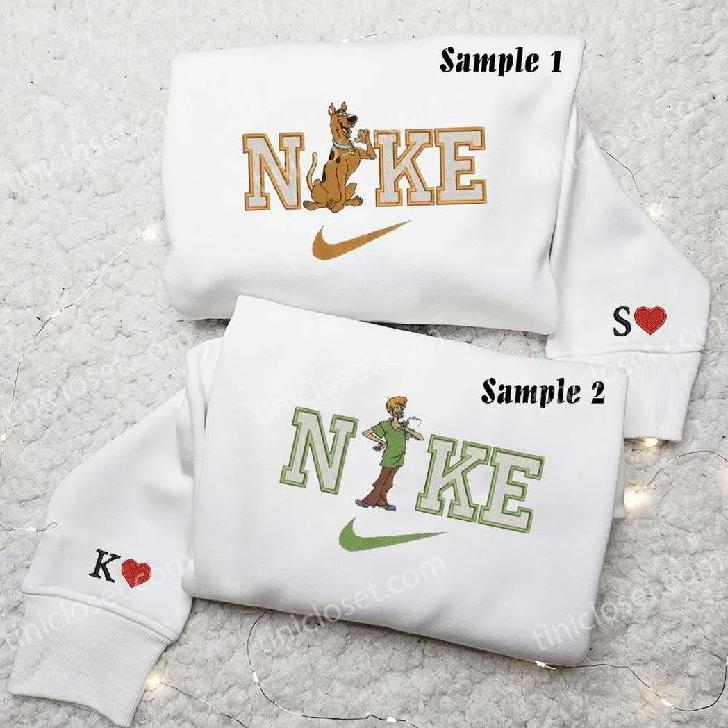 scooby doo and shaggy x nike embroidered shirt embroidered sweatshirt fashion style for couples