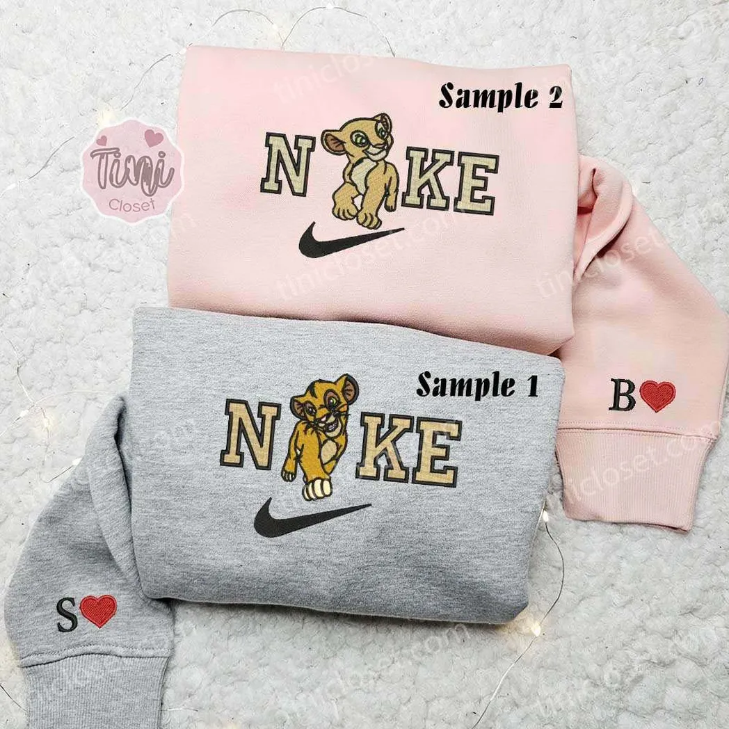 simba and nala the lion king disney x nike embroidered shirt embroidered sweatshirt fashion style for couples 9ptj6