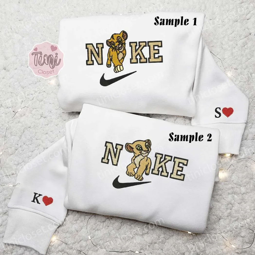 simba and nala the lion king disney x nike embroidered shirt embroidered sweatshirt fashion style for couples bm3dc