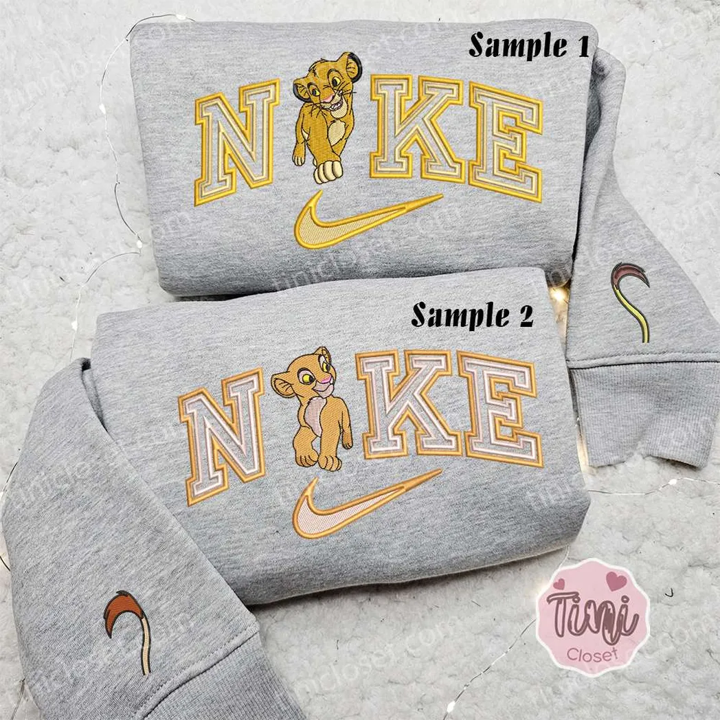 simba and nala x nike embroidered shirt embroidered sweatshirt fashion style for couples 0dsfu