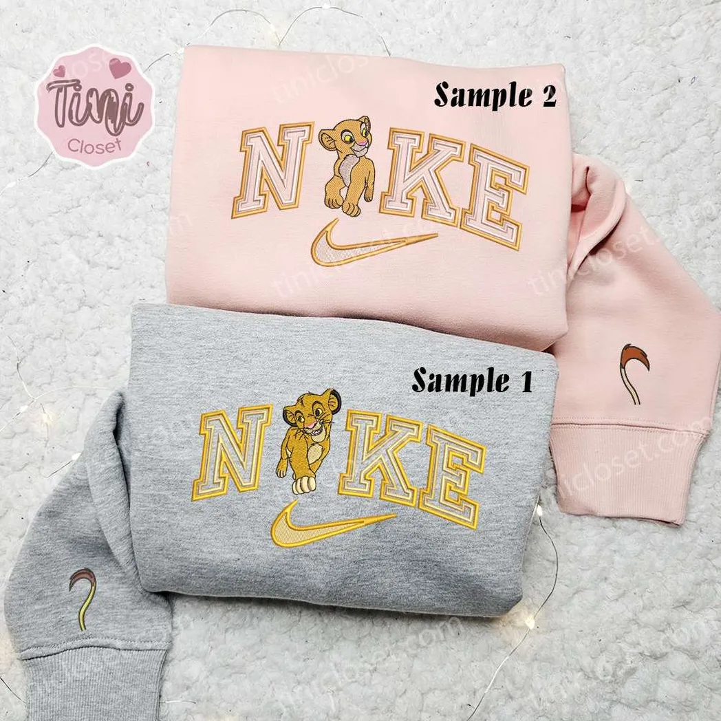 simba and nala x nike embroidered shirt embroidered sweatshirt fashion style for couples aejes