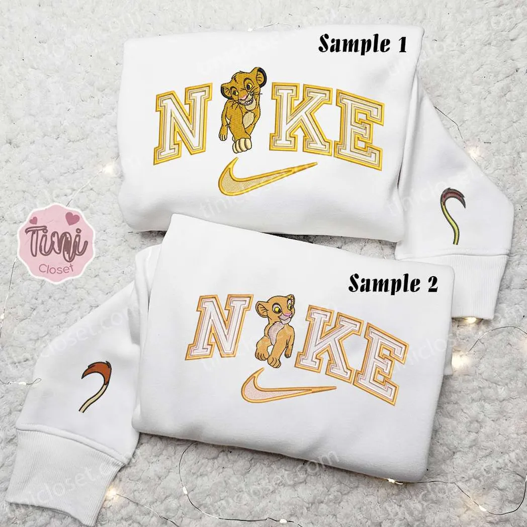 simba and nala x nike embroidered shirt embroidered sweatshirt fashion style for couples en5wp