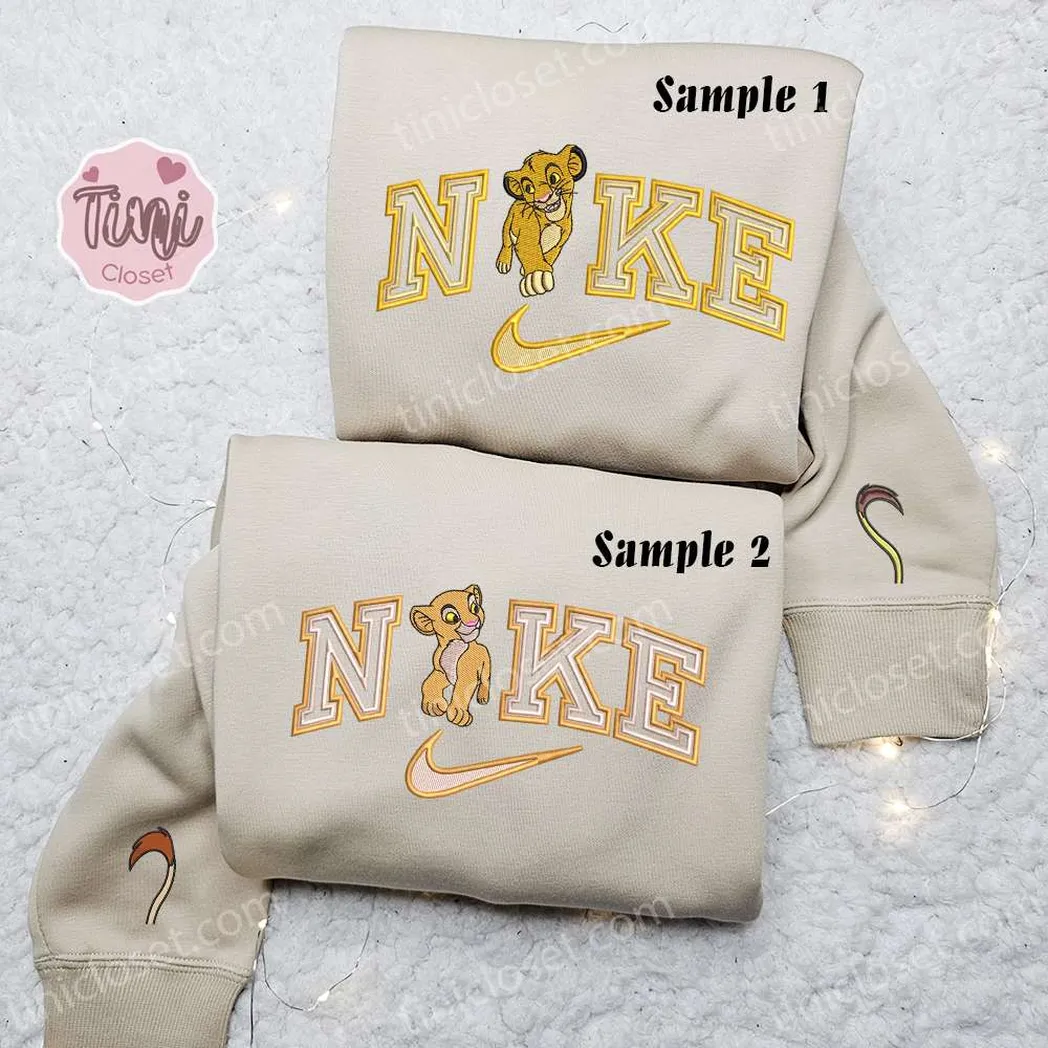 simba and nala x nike embroidered shirt embroidered sweatshirt fashion style for couples jwlhl