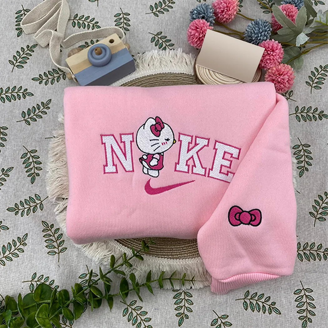 spider man and hello kitty nike embroidered sweatshirt fashion style for couples valentine day 3r64l