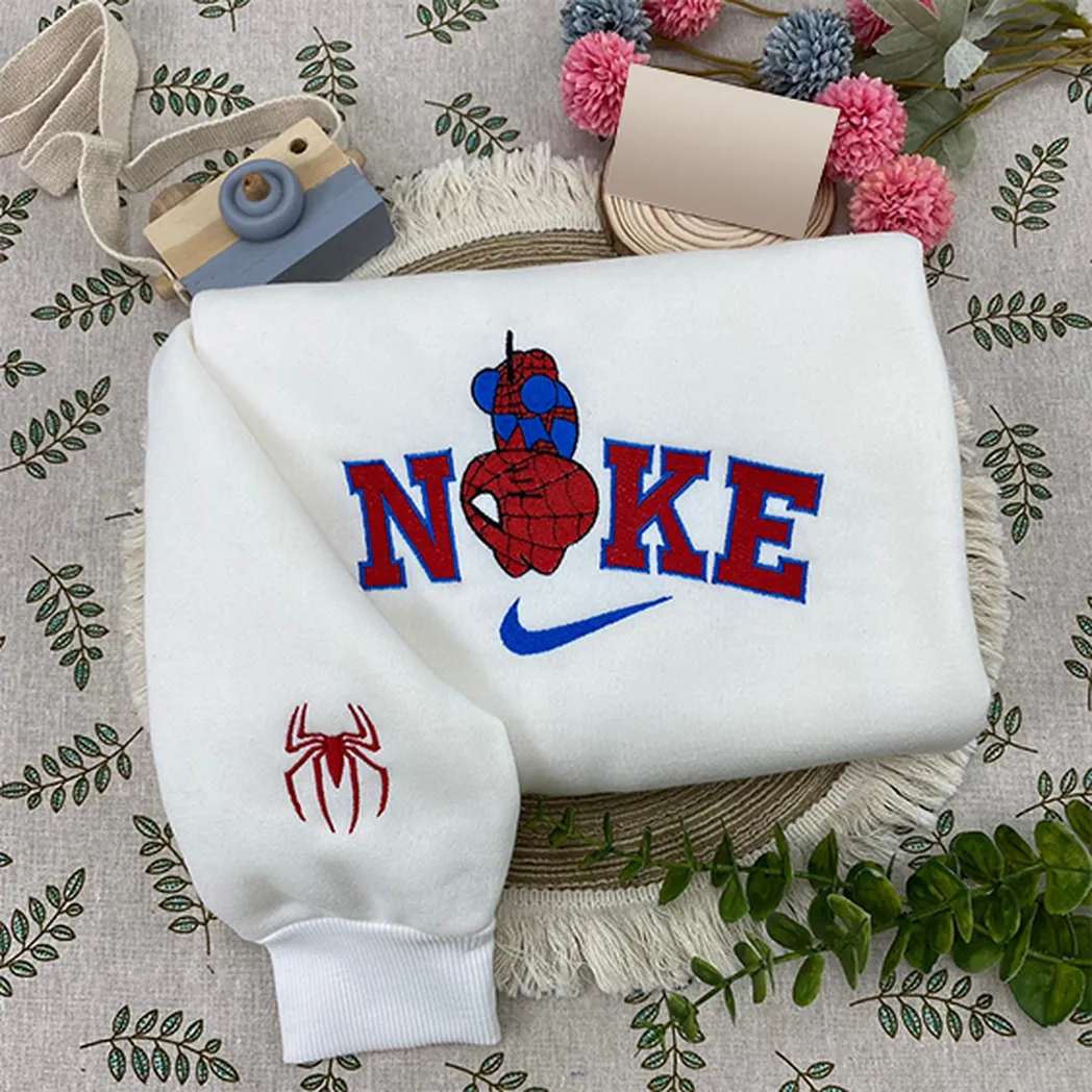 spider man and hello kitty nike embroidered sweatshirt fashion style for couples valentine day zfcrl