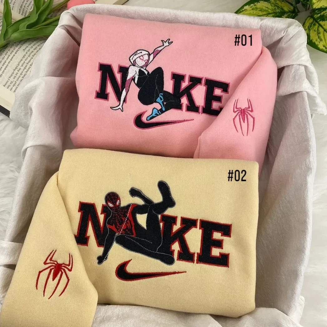 Spider-Man And Spider-Woman x Nike Embroidered Shirt, Embroidered Sweatshirt Fashion Style For Couples