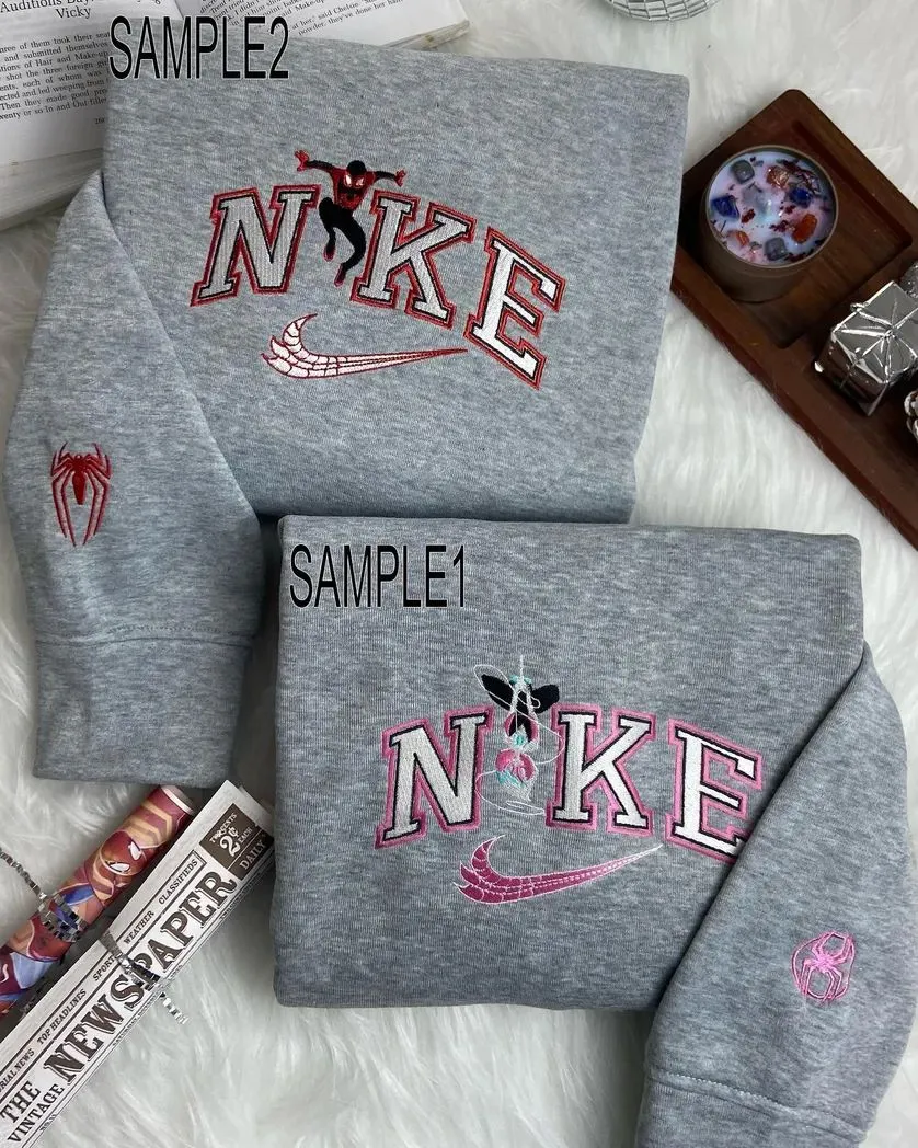 spiderman and spider gwen tacy x nike embroidered sweatshirt fashion style for couples valentines gift for himher fwtpc