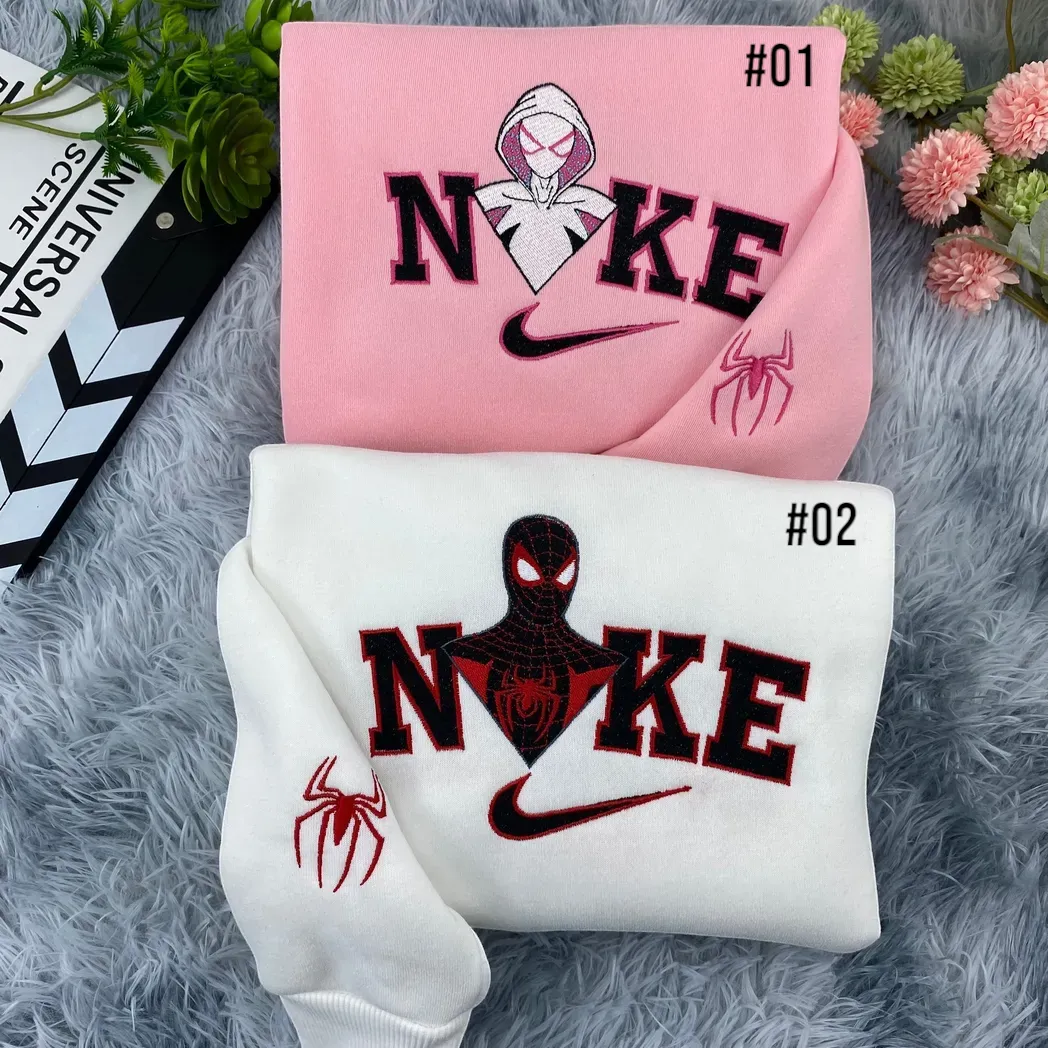 spiderman and spider woman embroidered sweatshirt maching embroidered hoodie for couple boyfriend girlfriend 8q9t8
