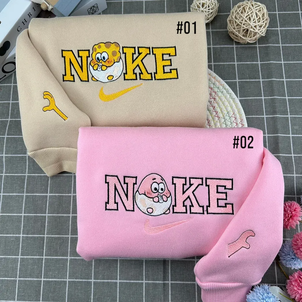 spongebob and patrick cartoon chibi embroidered sweatshirt maching embroidered hoodie for couple boyfriend girlfriend subz5