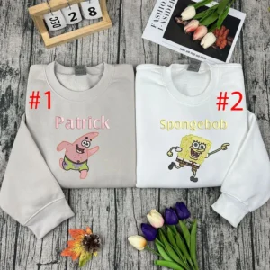 spongebob and patrick cartoon x nike embroidered sweatshirt fashion style for couples valentines gift for himher bqwa5