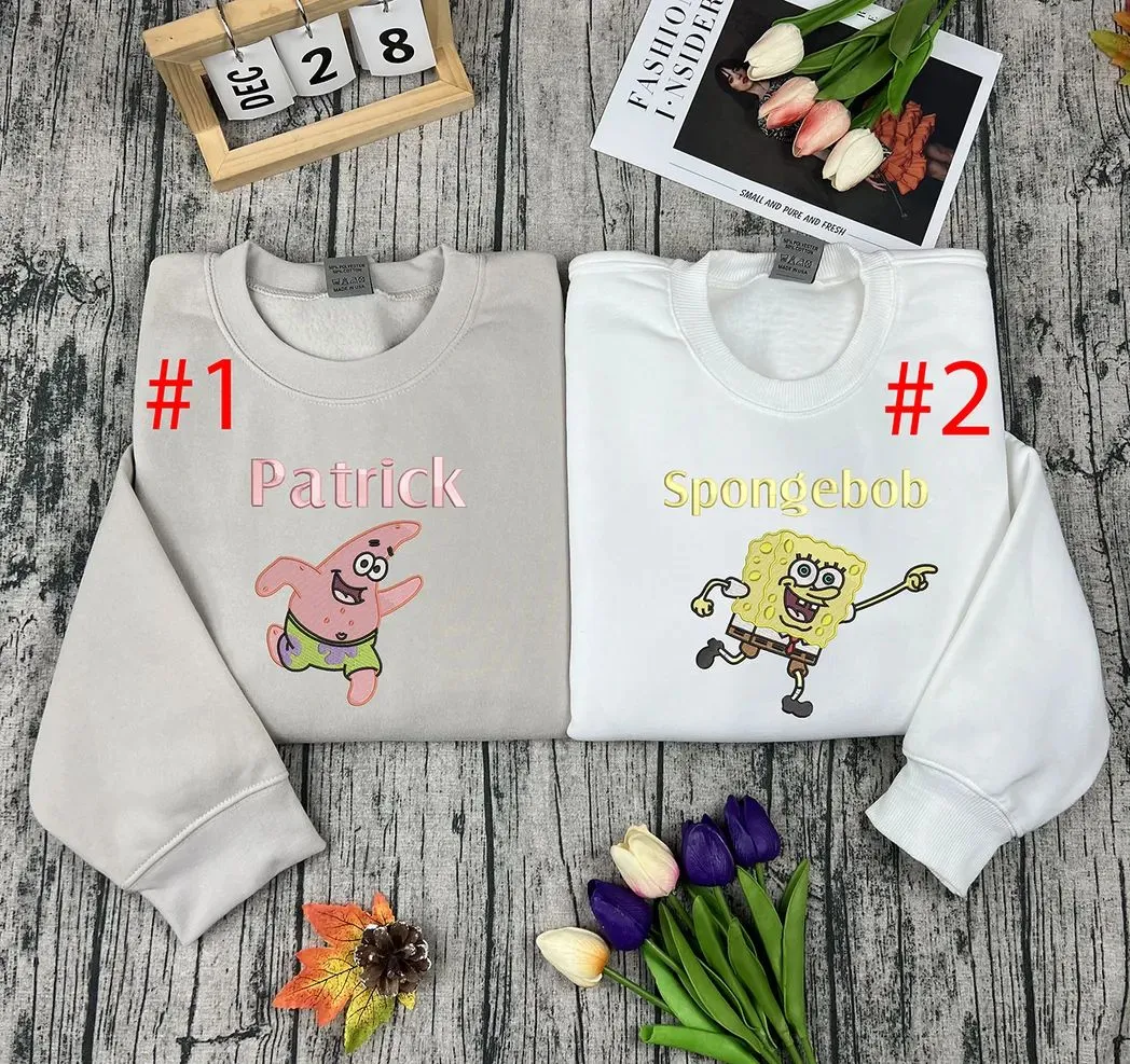 spongebob and patrick cartoon x nike embroidered sweatshirt fashion style for couples valentines gift for himher bqwa5