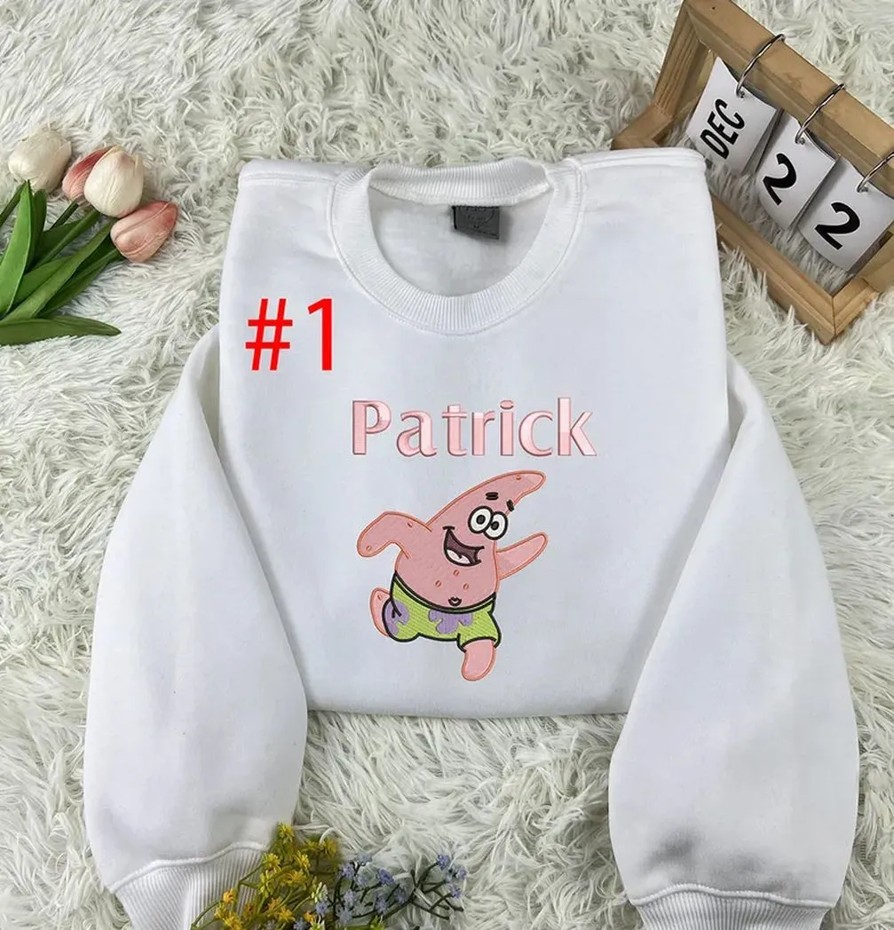 spongebob and patrick cartoon x nike embroidered sweatshirt fashion style for couples valentines gift for himher