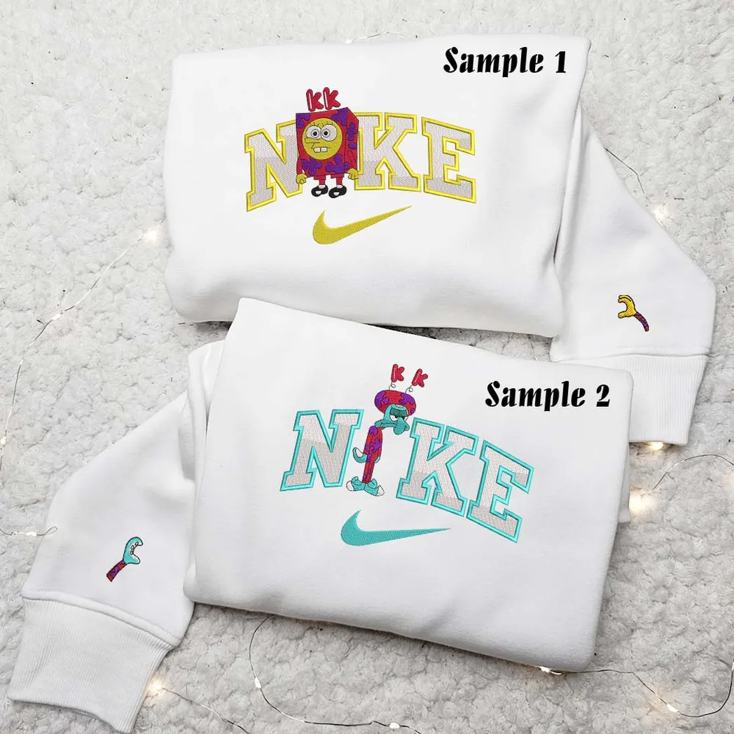 spongebob and squilliam halloween x nike embroidered shirt embroidered sweatshirt fashion style for couples ppw4r