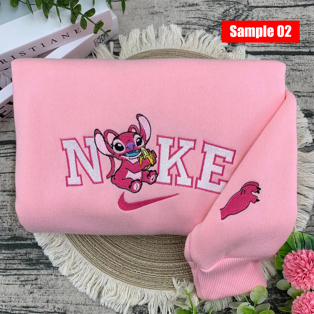 stitch and angel cartoon embroidered sweatshirt fashion style for couple qffkf