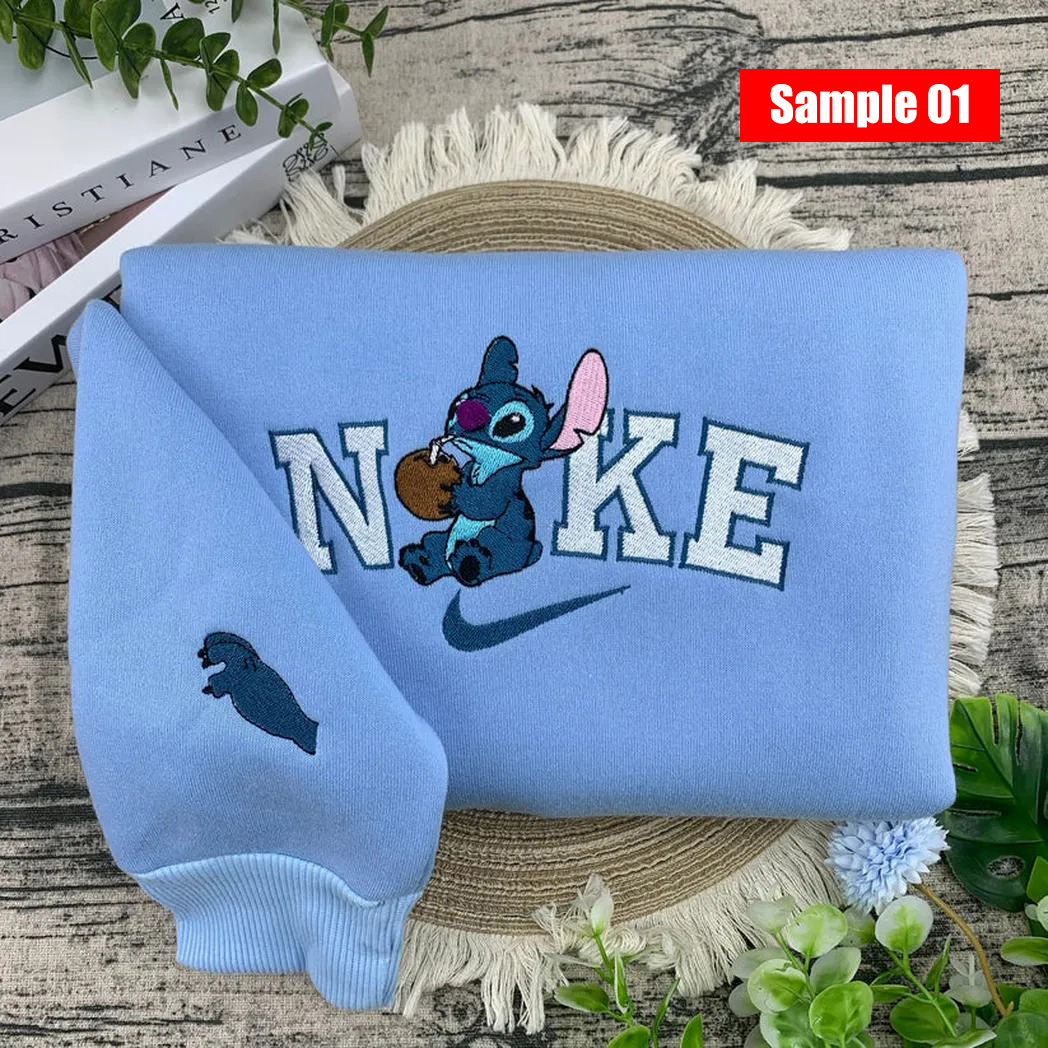 stitch and angel cartoon embroidered sweatshirt fashion style for couple umwwp