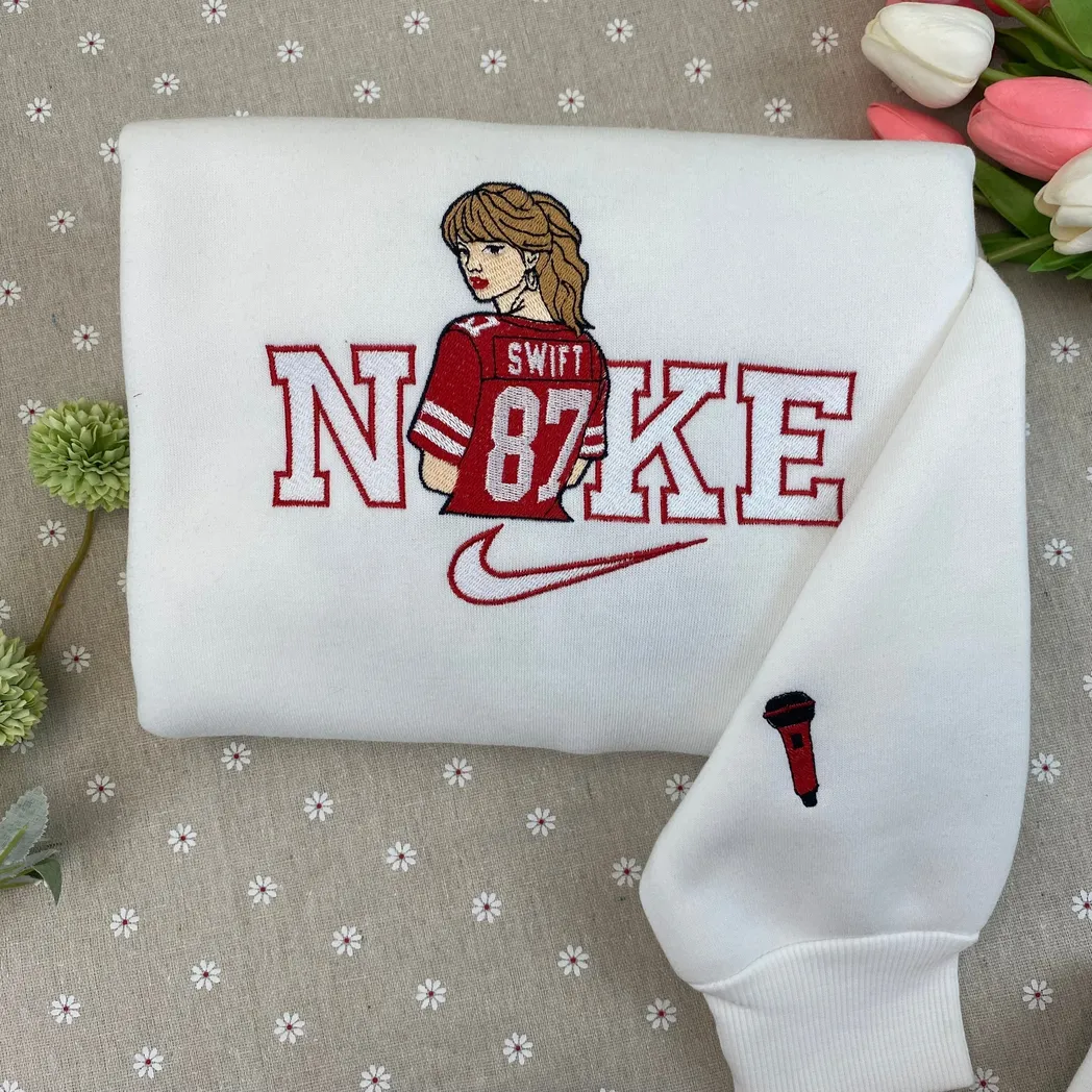 taylor swift and travis kelce embroidered sweatshirt maching embroidered hoodie for couple boyfriend girlfriend ng8w4