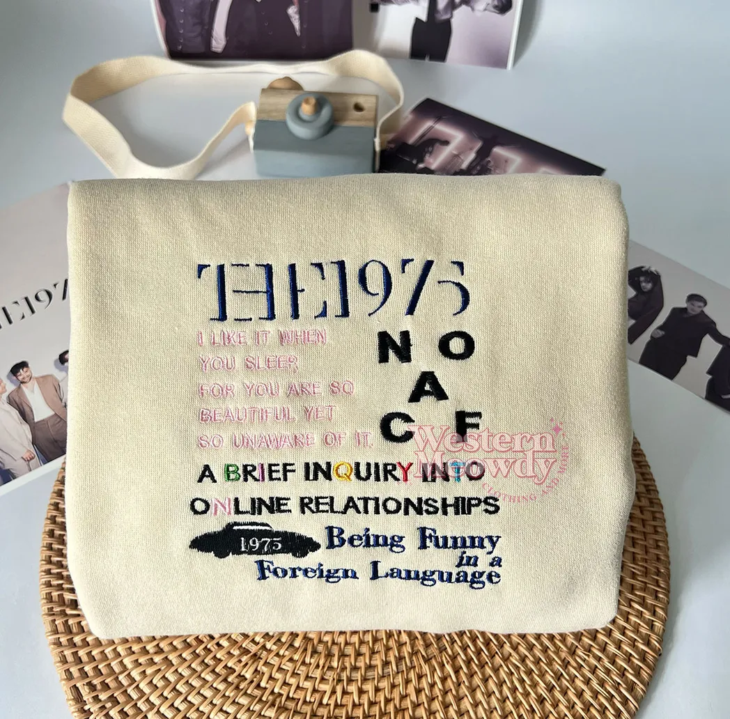 the 1975 music embroidered sweatshirt fashion style npncn
