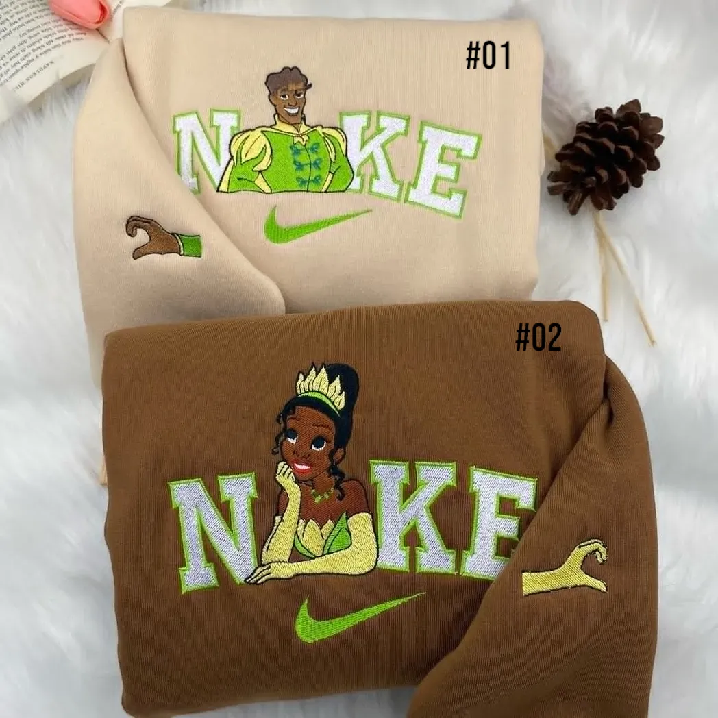 Tiana Princess And The Frog x Nike Embroidered Shirt, Embroidered Sweatshirt Fashion Style For Couples