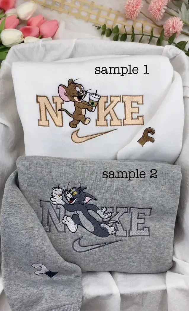 tom and jerry cartoon x nike embroidered sweatshirt fashion style for couples valentines gift for himher hliff