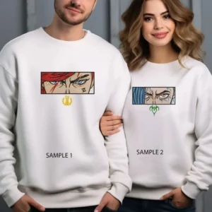 vi and jinx arcane anime embroidered sweatshirt fashion style for couples valentines gift for himher dqs28