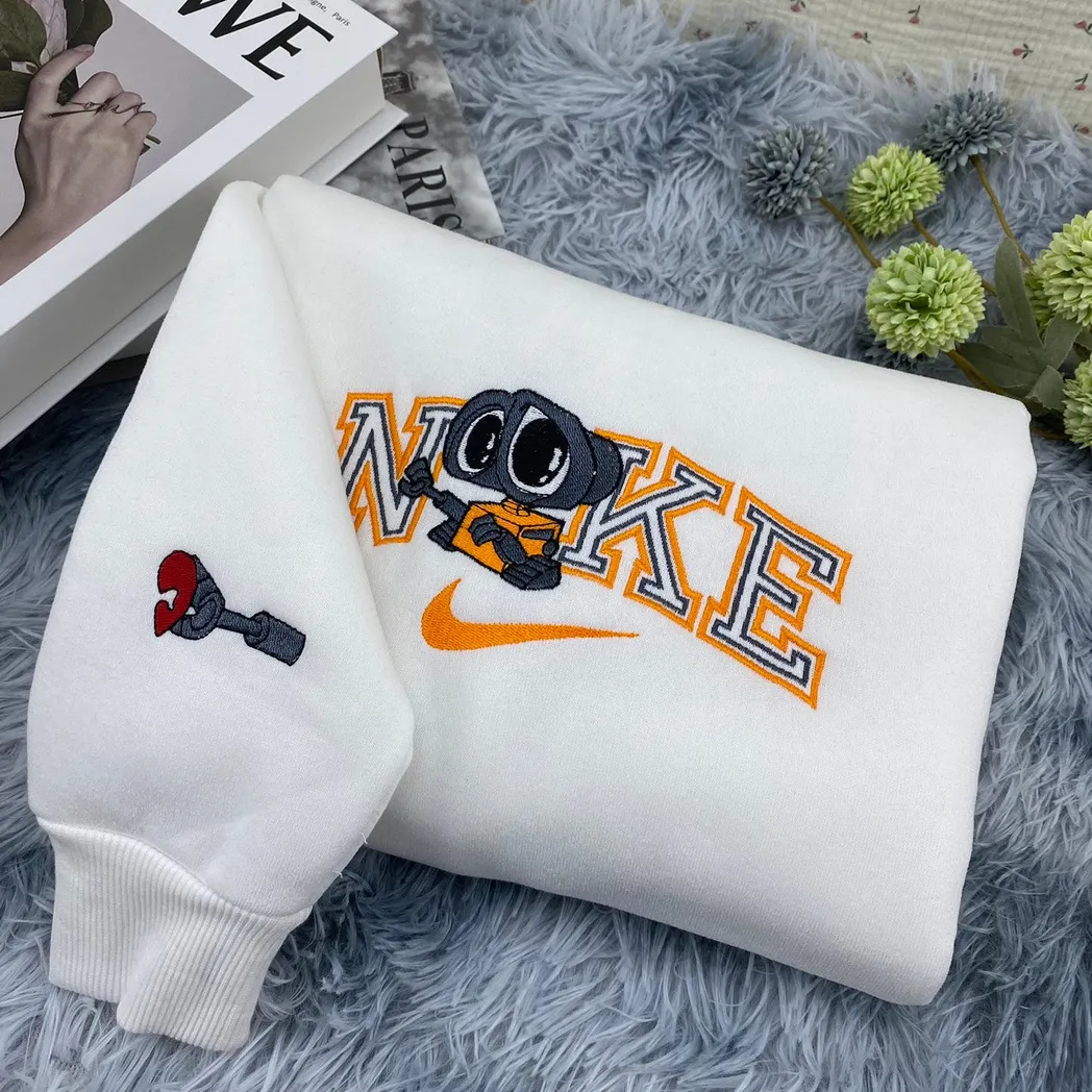 wall e robot movie eve x nike embroidered shirt embroidered sweatshirt fashion style for couples ddpt9